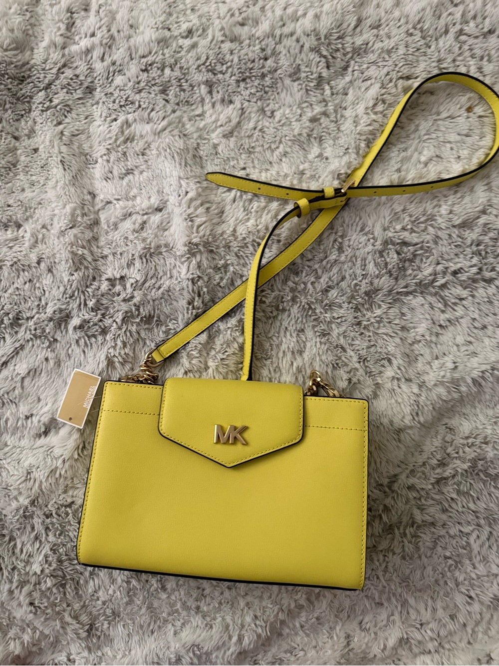 Michael Kors Yellow Leather MK Logo Crossbody